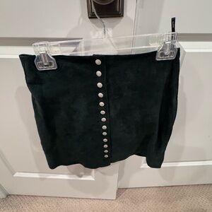 Blank NYC Dark Green Button-Up Mini Skirt